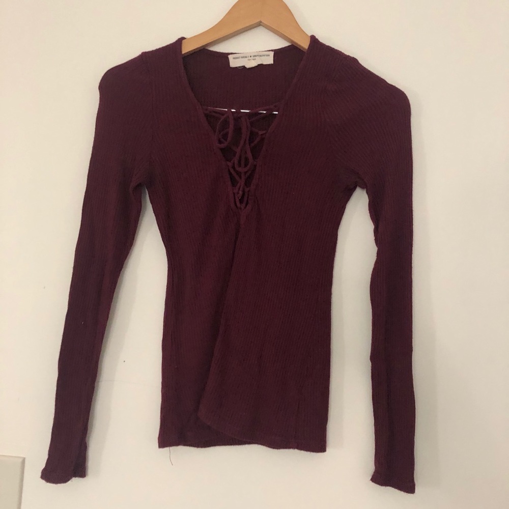 Urban Outfitters Maroon Ribbed Corset Size Small